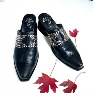 Calleen Cordero Artisan Black Studded Leather Mules — Los Angeles Made | Western